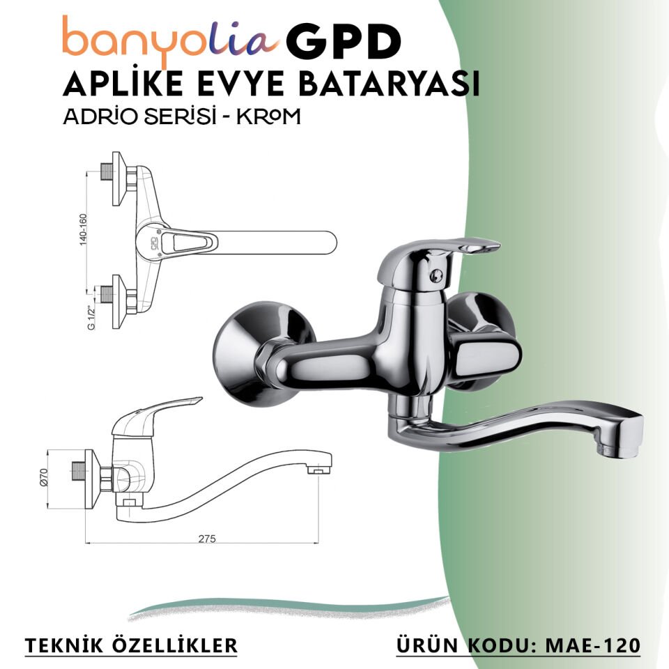 BANYOLİA - GPD Adrio Aplike Eviye Bataryası  (MAE120)
