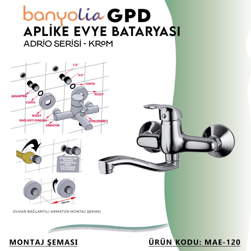 BANYOLİA - GPD Adrio Aplike Eviye Bataryası  (MAE120)