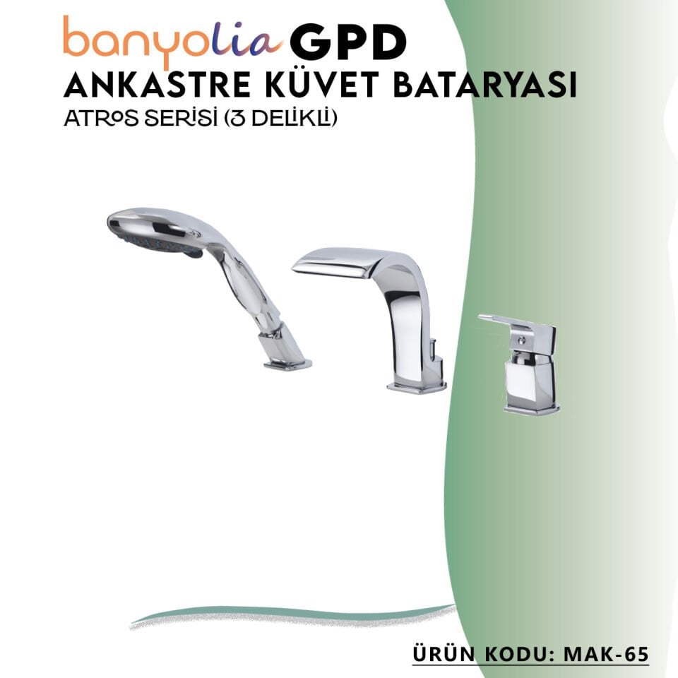 BANYOLİA - GPD Atros Ankastre Küvet Bataryası (3 Delikli)  (MAK65)