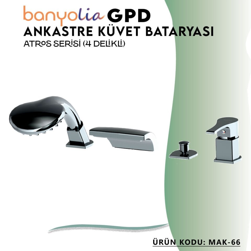 BANYOLİA - GPD Atros Ankastre Küvet Bataryası (4 Delikli)  (MAK66)