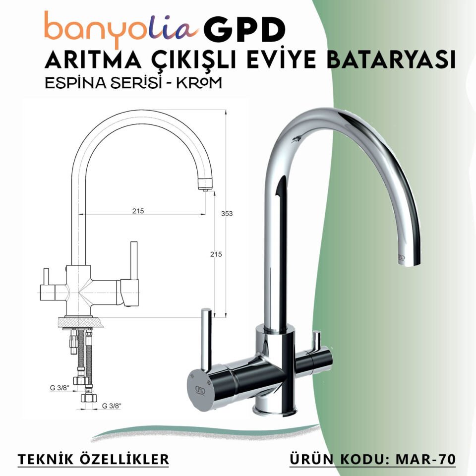 BANYOLİA - GPD Espina Arıtma Çıkışlı Eviye Bataryası  (MAR70)