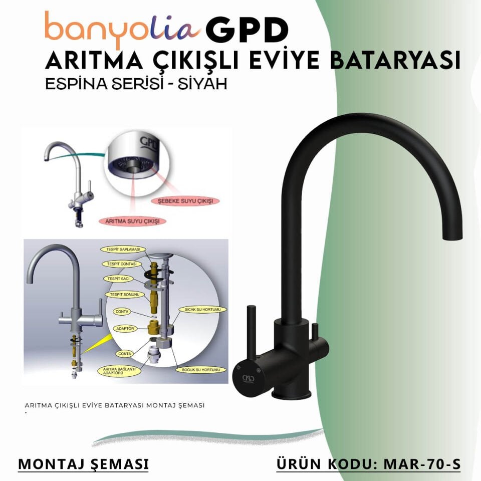 BANYOLİA - GPD S Espina Arıtma Çıkışlı Eviye Bataryası  ( MAR70-S)