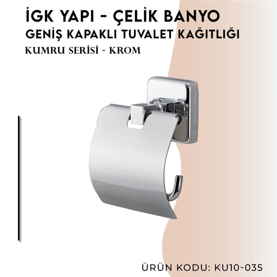 İGK YAPI - Çelik Banyo Kumru Geniş Kapaklı Tuvalet Kâğıtlığı (KU10-035)
