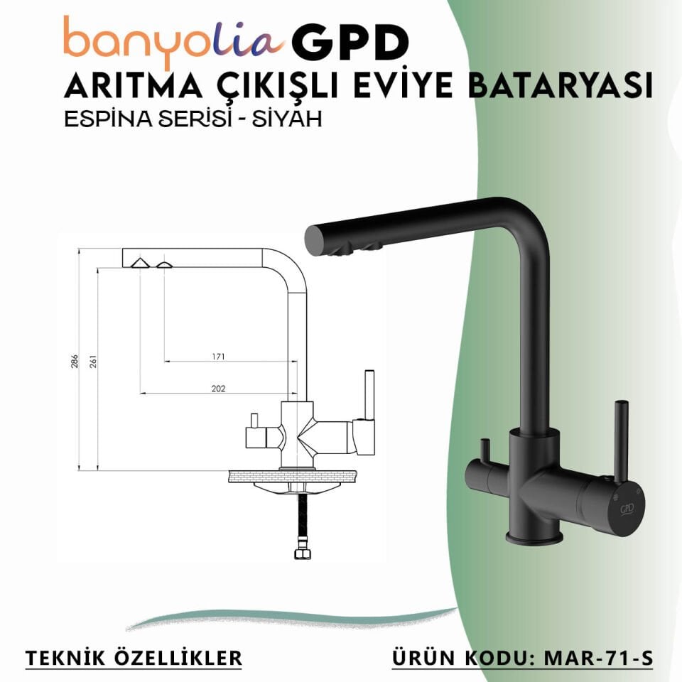 BANYOLİA - GPD S Espina Arıtma Çıkışlı Eviye Bataryası  ( MAR71-S)