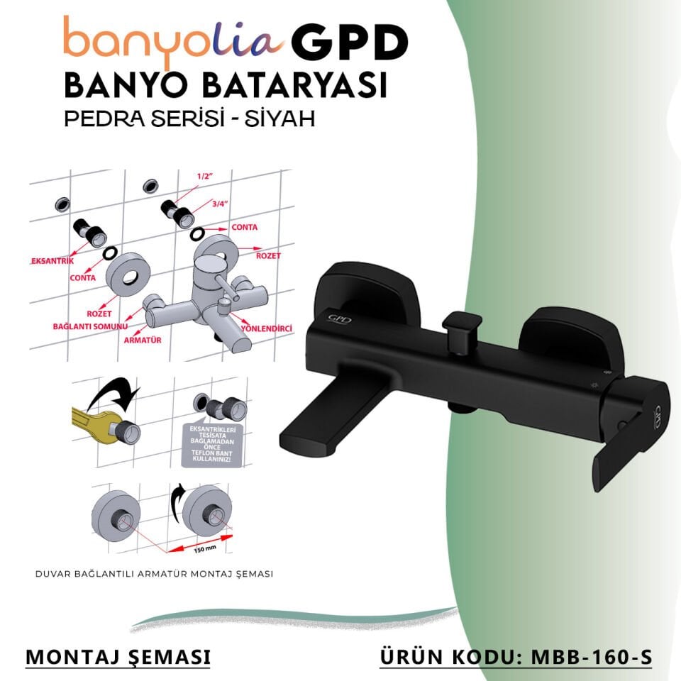 BANYOLİA - GPD S Pedra Banyo Bataryası  (MBB160-S)