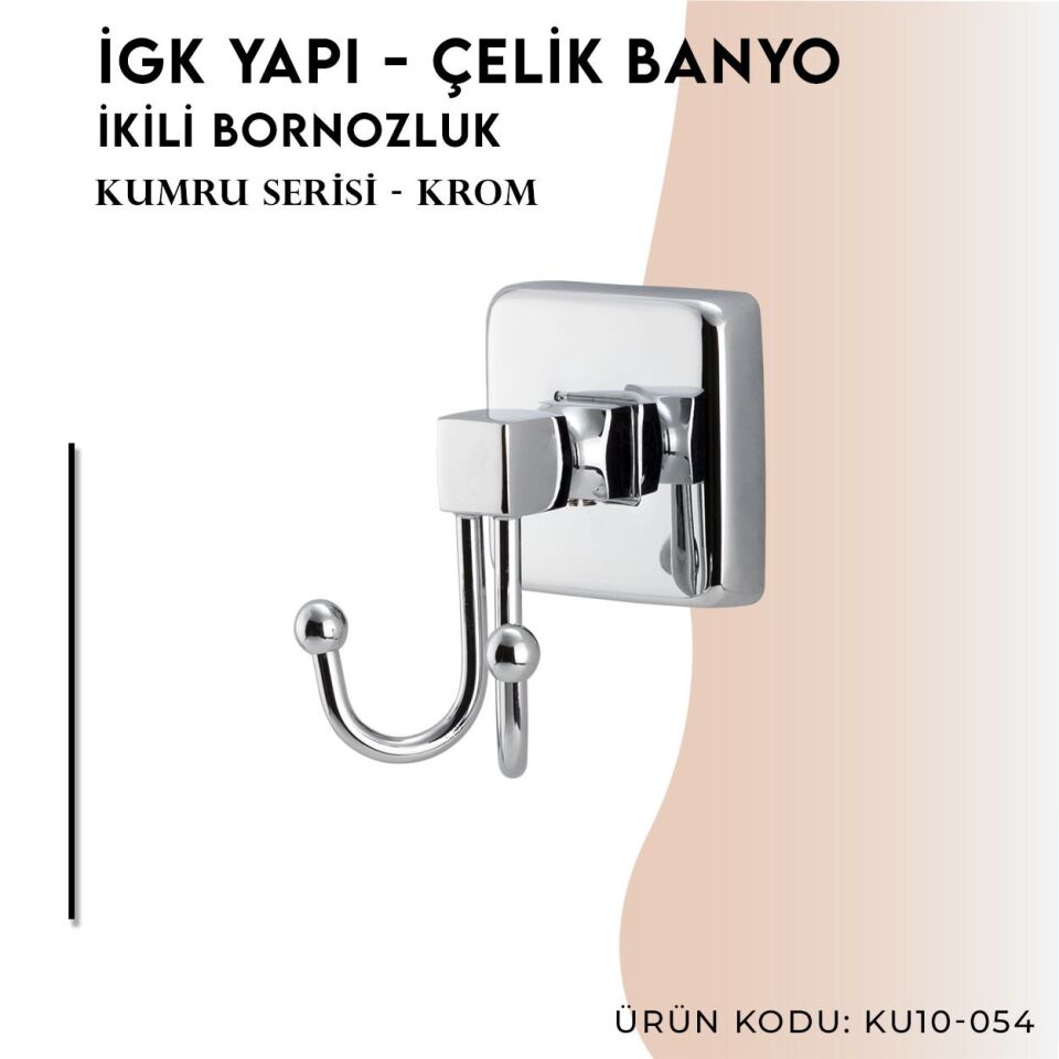 İGK YAPI - Çelik Banyo Kumru İkili Bornozluk (KU10-054)