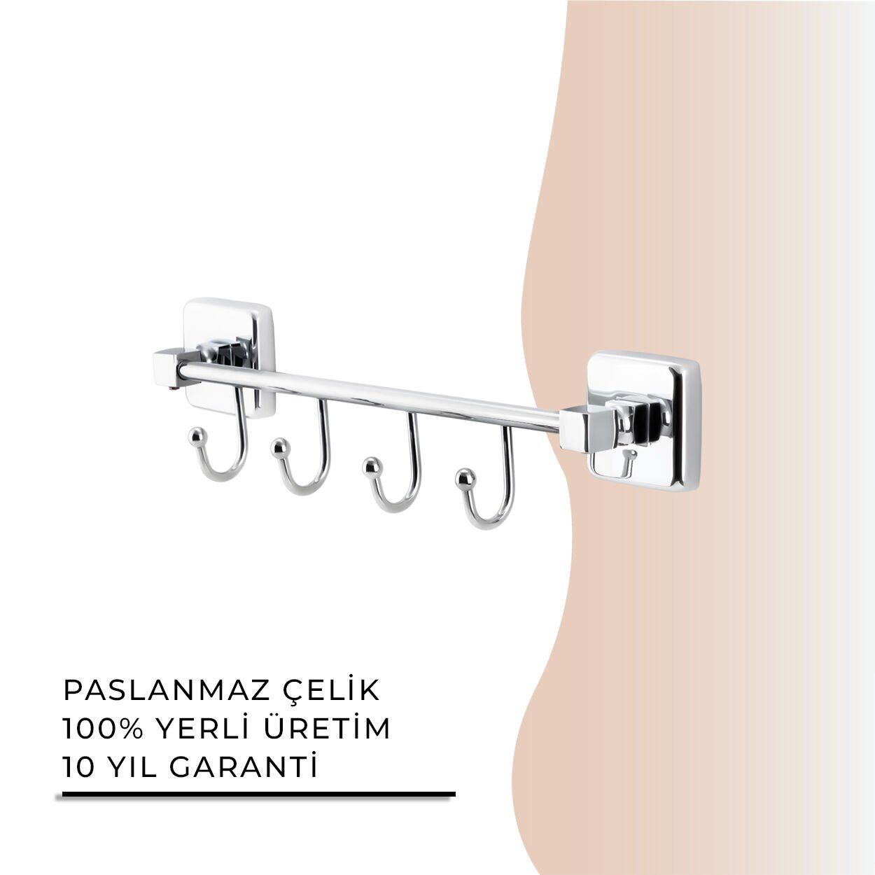 İGK YAPI - Çelik Banyo Kumru Kancalı Dörtlü Askılık (KU10-057)