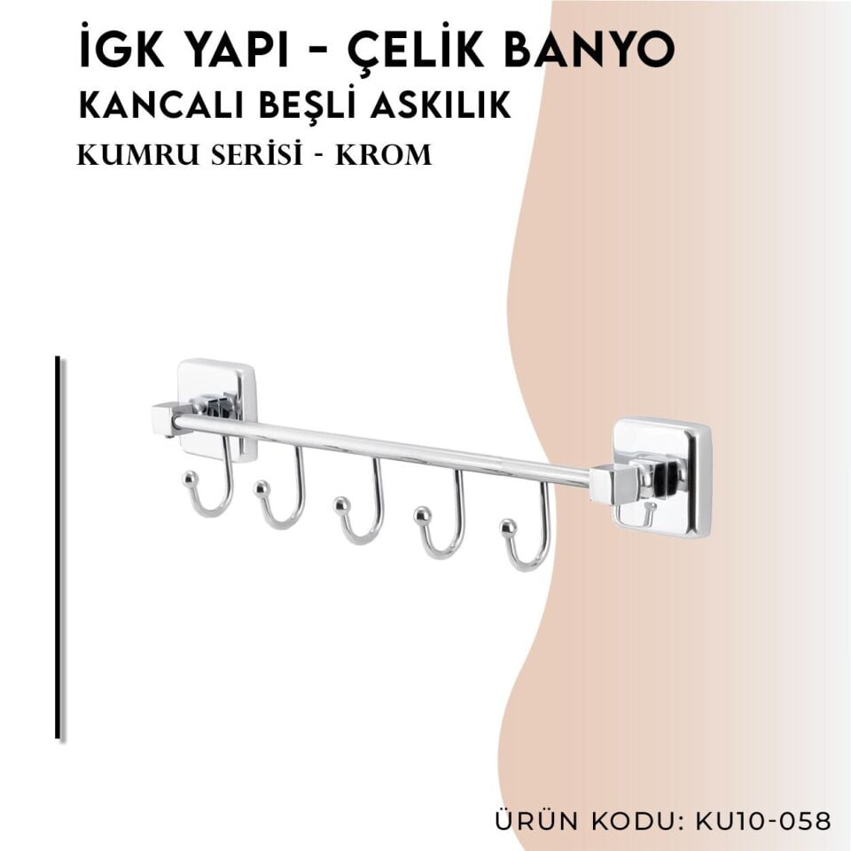 İGK YAPI - Çelik Banyo Kumru Beşli Askılık (KU10-058)