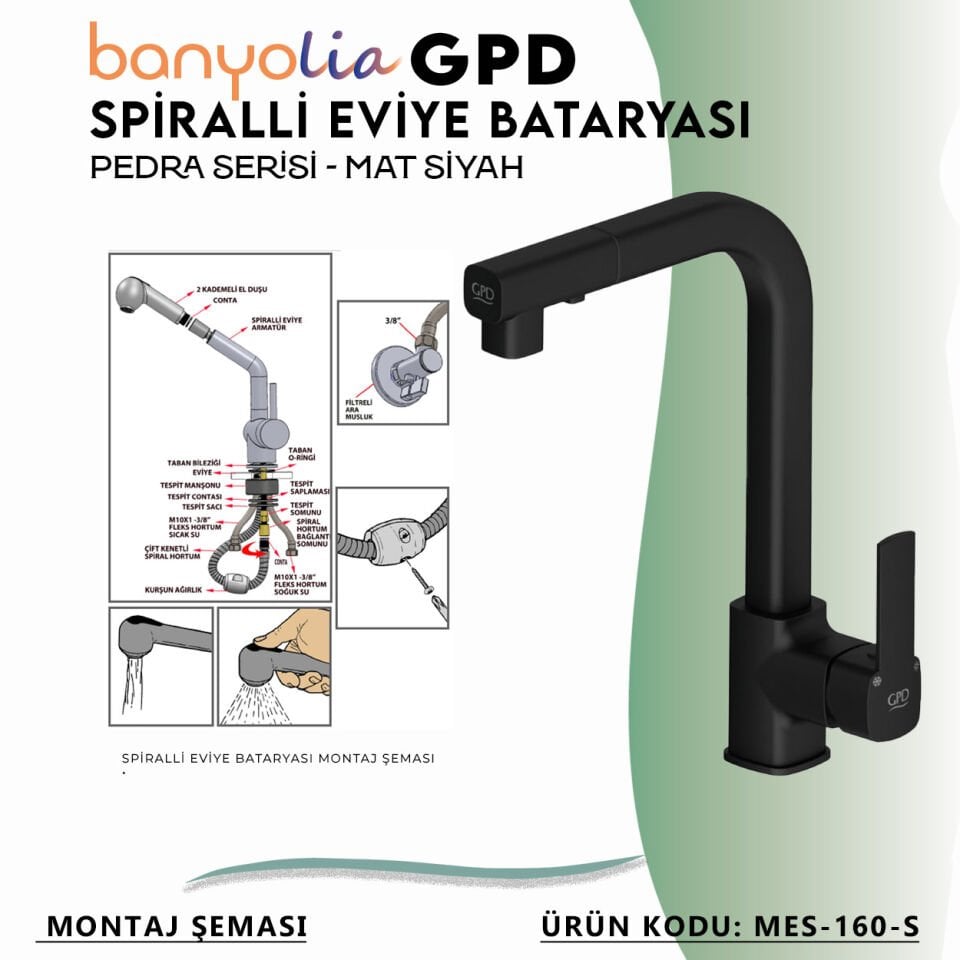 BANYOLİA - GPD S Pedra Spiralli Eviye Bataryası  (MES160-S)