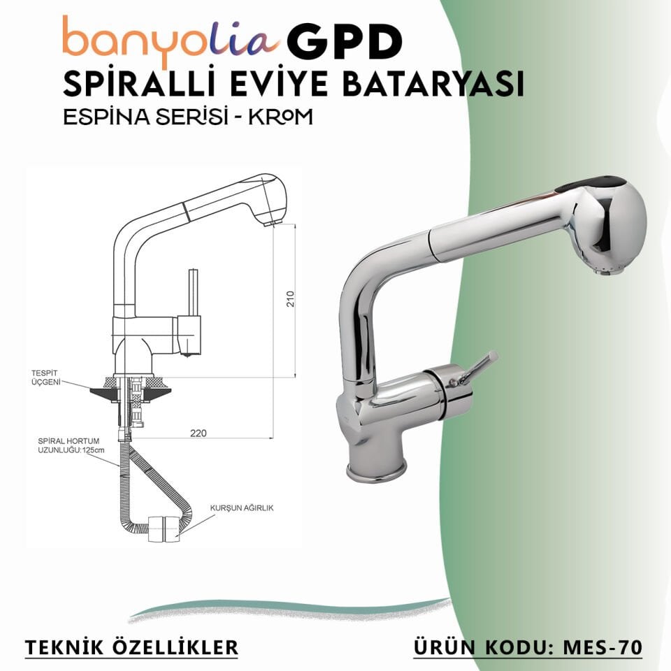 BANYOLİA - GPD Espina Spiralli Eviye Bataryası  (MES70)