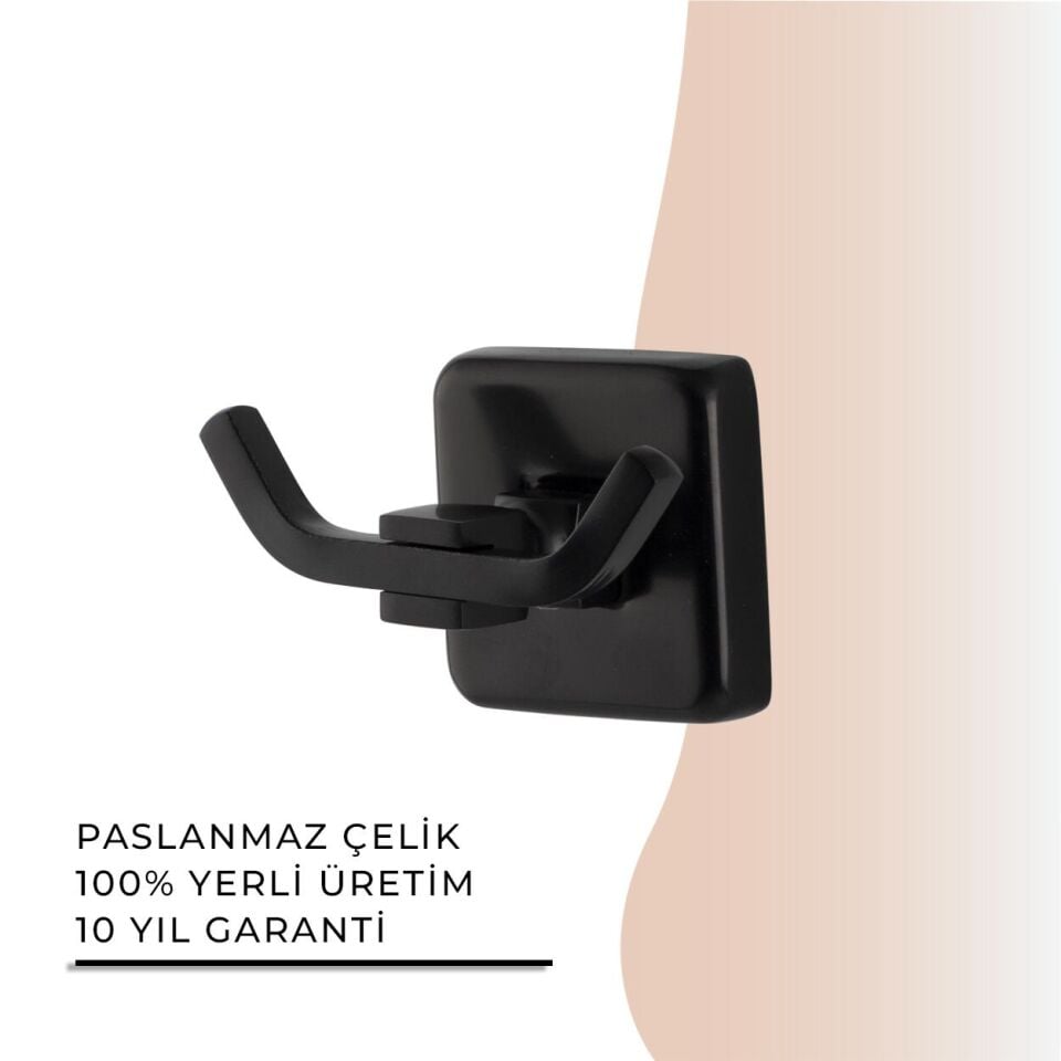 İGK YAPI - Çelik Banyo Kumru Mat Siyah Bornozluk Çiftli (KU10-002.4)