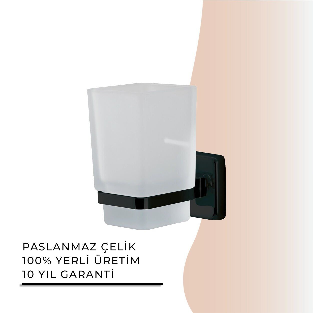 İGK YAPI - Çelik Banyo Kumru Mat Siyah Montajlı Diş Fırçalık (KU10-004.4)