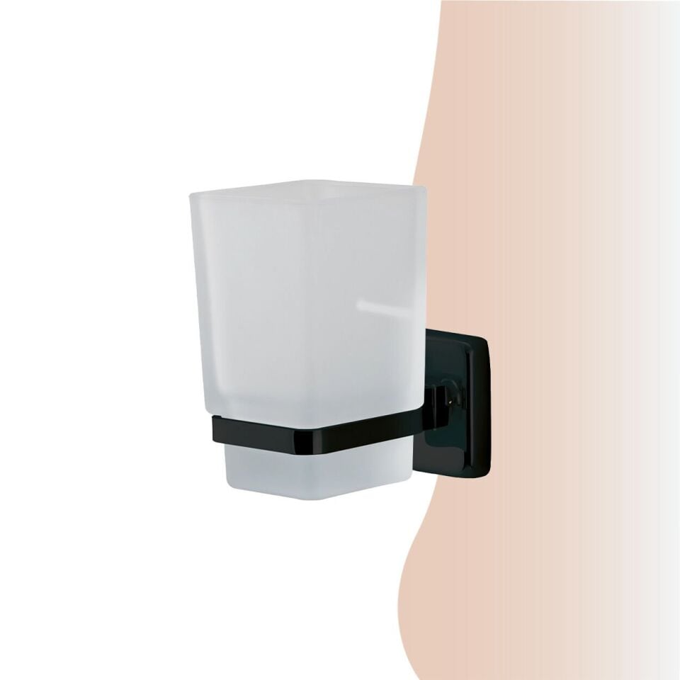 İGK YAPI - Çelik Banyo Kumru Mat Siyah Montajlı Diş Fırçalık (KU10-004.4)