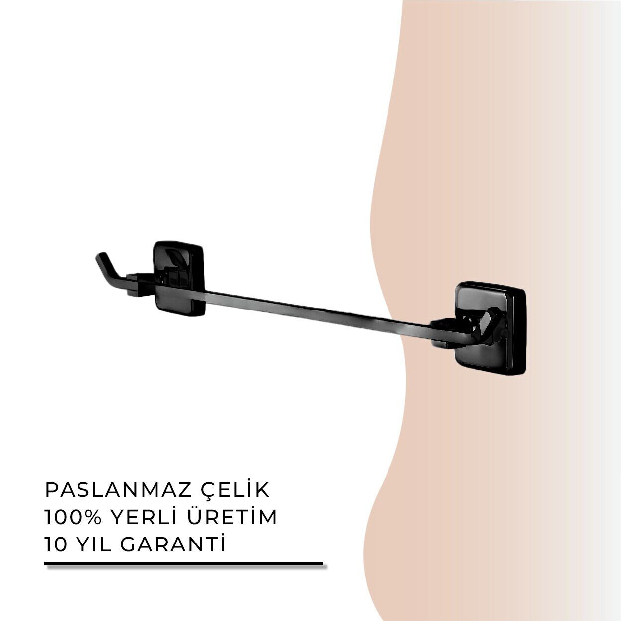 İGK YAPI - Çelik Banyo Kumru Mat Siyah Uzun Havluluk 50cm (KU10-006.4)