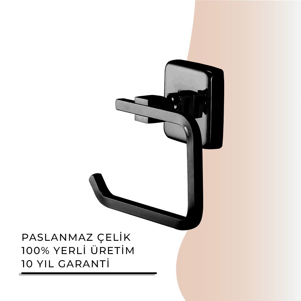 İGK YAPI - Çelik Banyo Kumru Mat Siyah Açık Tuvalet Kâğıtlığı (KU10-007.4)