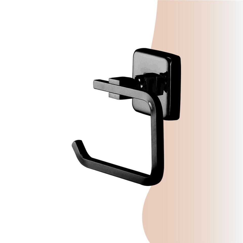 İGK YAPI - Çelik Banyo Kumru Mat Siyah Açık Tuvalet Kâğıtlığı (KU10-007.4)