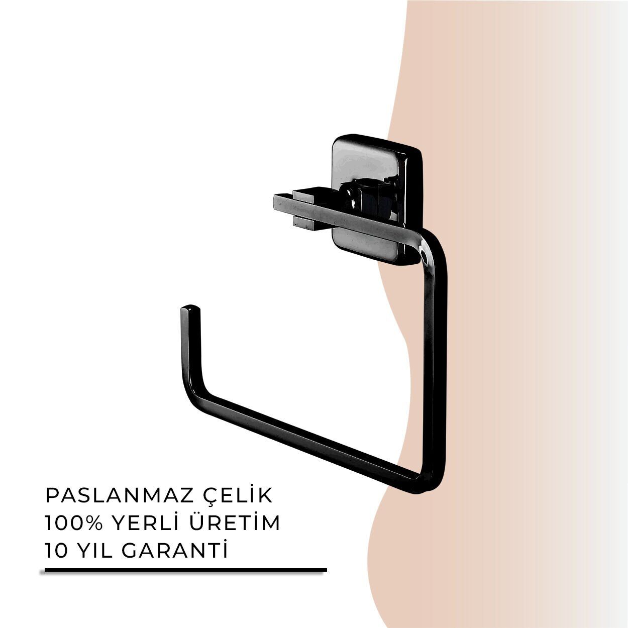 İGK YAPI - Çelik Banyo Kumru Mat Siyah Kare Havluluk (KU10-008.4)