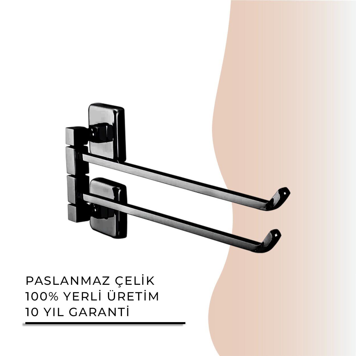 İGK YAPI - Çelik Banyo Kumru Mat Siyah İkili Döner Havluluk (KU10-014.4)