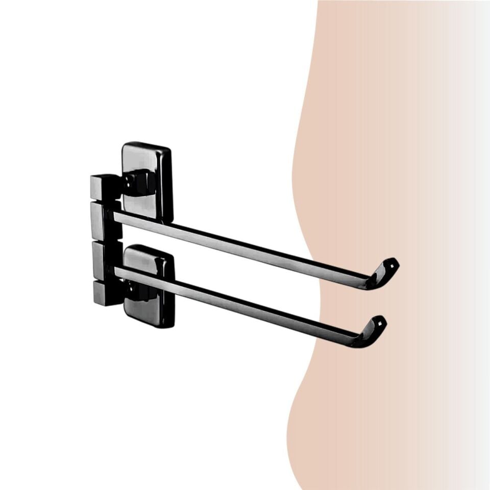 İGK YAPI - Çelik Banyo Kumru Mat Siyah İkili Döner Havluluk (KU10-014.4)