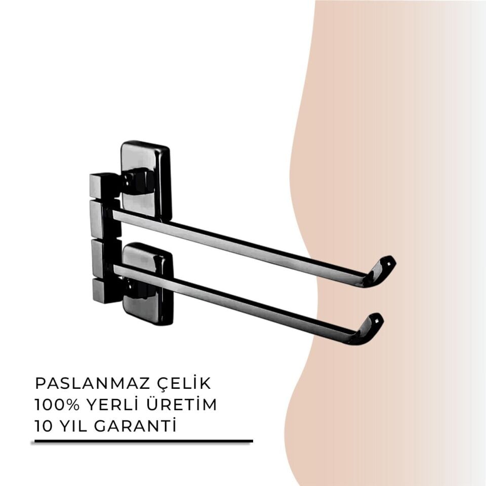 İGK YAPI - Çelik Banyo Kumru Mat Siyah İkili Döner Havluluk (KU10-014.4)