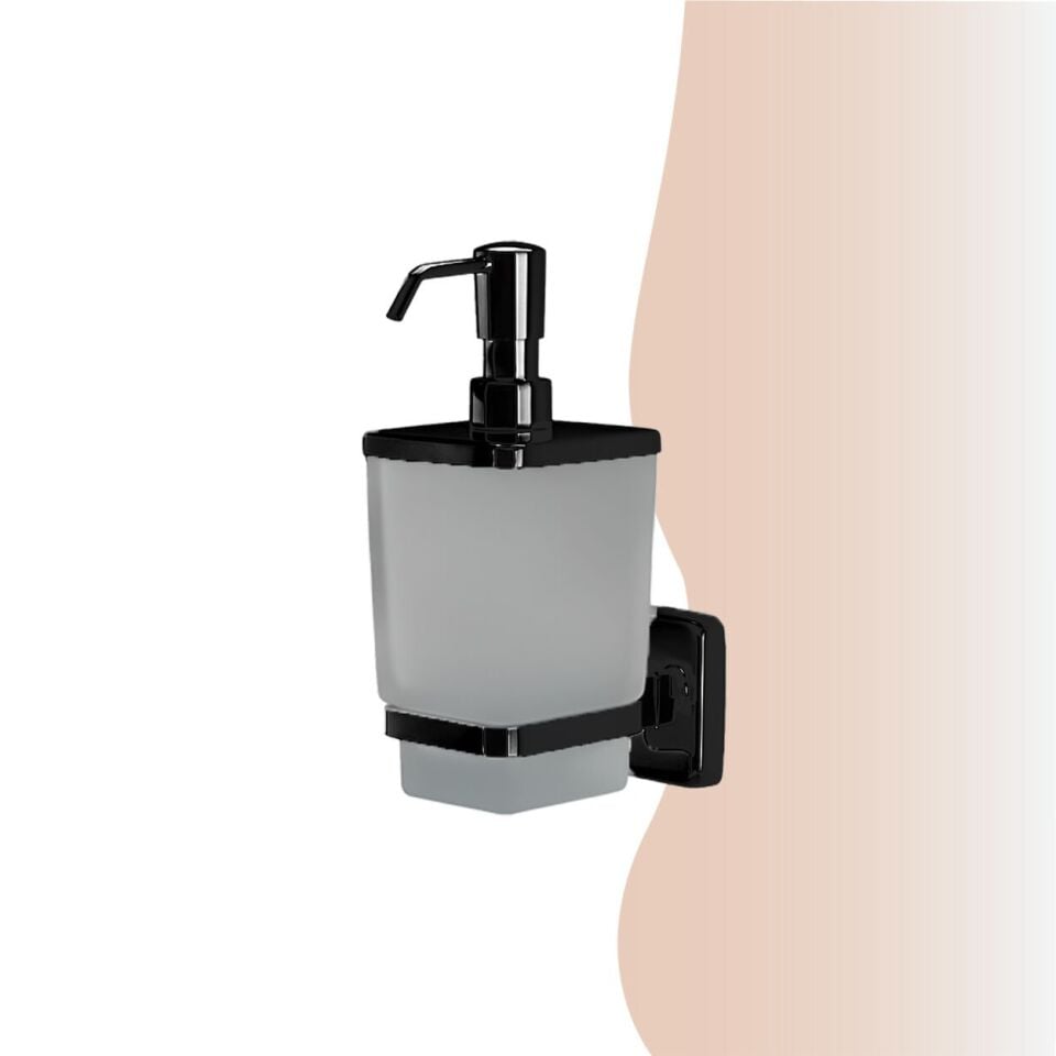 İGK YAPI - Çelik Banyo Kumru Mat Siyah Montajlı Sıvı Sabunluk (KU10-017.4)
