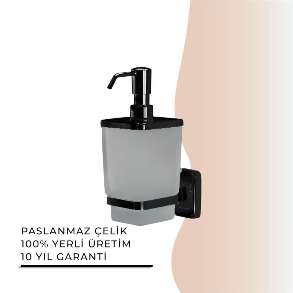 İGK YAPI - Çelik Banyo Kumru Mat Siyah Montajlı Sıvı Sabunluk (KU10-017.4)