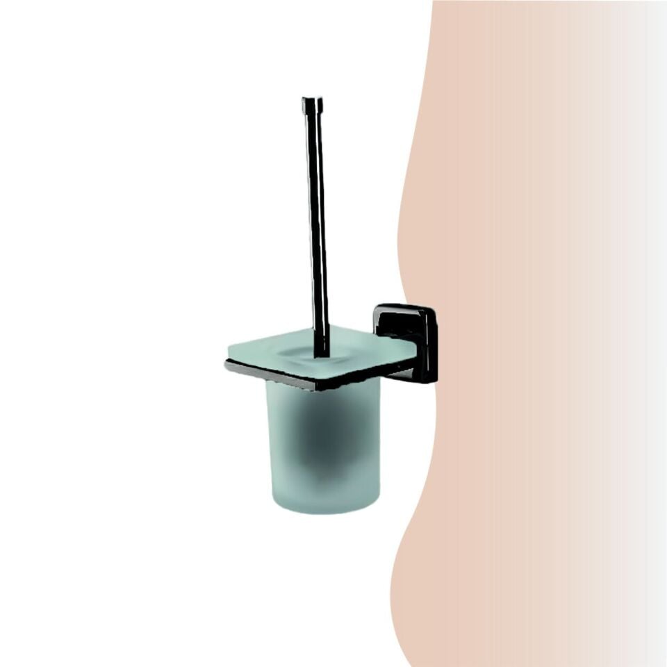 İGK YAPI - Çelik Banyo Kumru Mat Siyah Montajlı Klozet Fırçası (KU10-018.4)