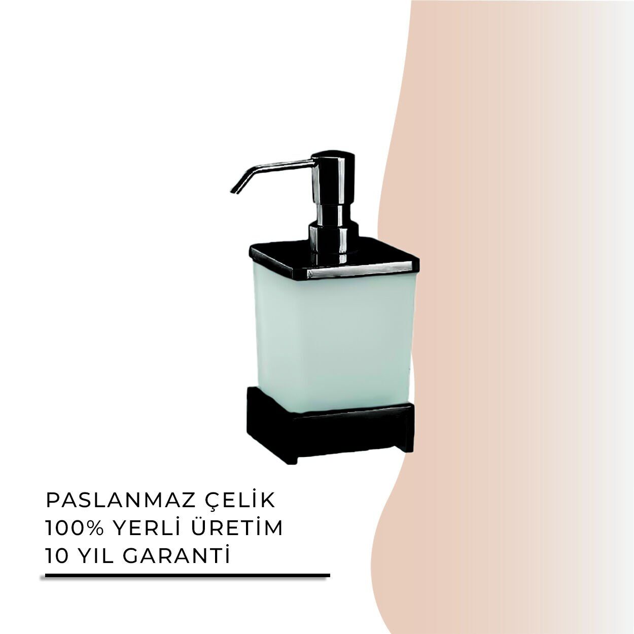 İGK YAPI - Çelik Banyo Kumru Mat Siyah Set Üstü Sıvı Sabunluk (KU10-028.4)