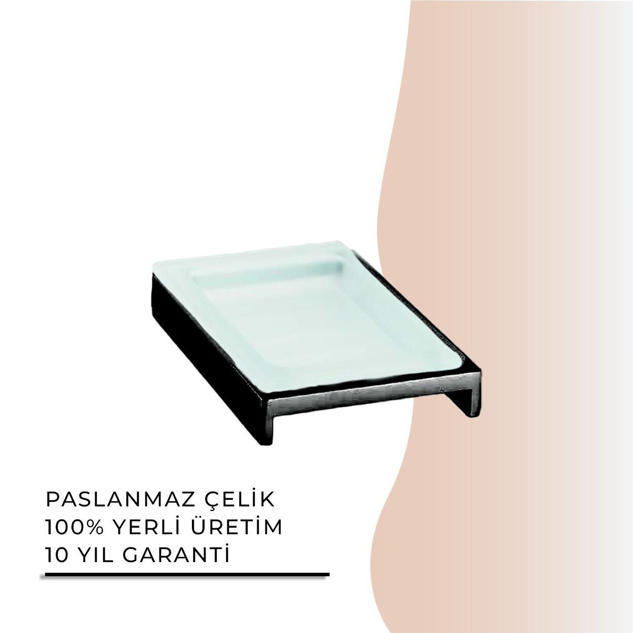 İGK YAPI - Çelik Banyo Kumru Mat Siyah Set Üstü Sabunluk (KU10-029.4)