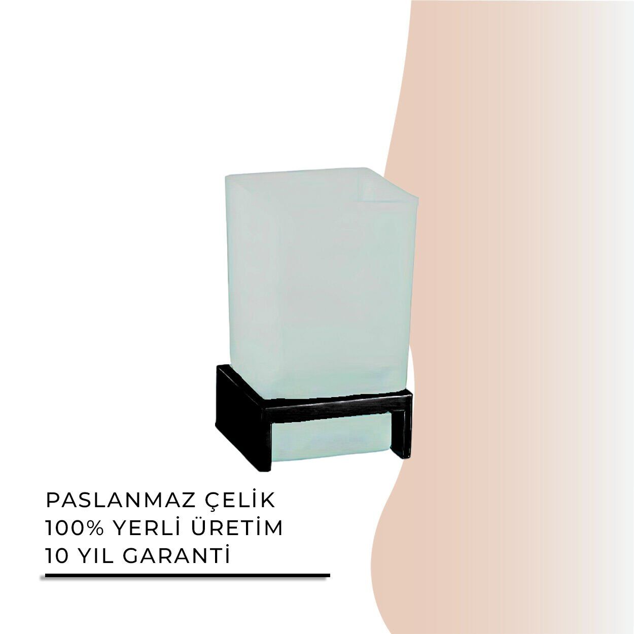 İGK YAPI - Çelik Banyo Kumru Mat Siyah Set Üstü Diş Fırçalık (KU10-030.4)