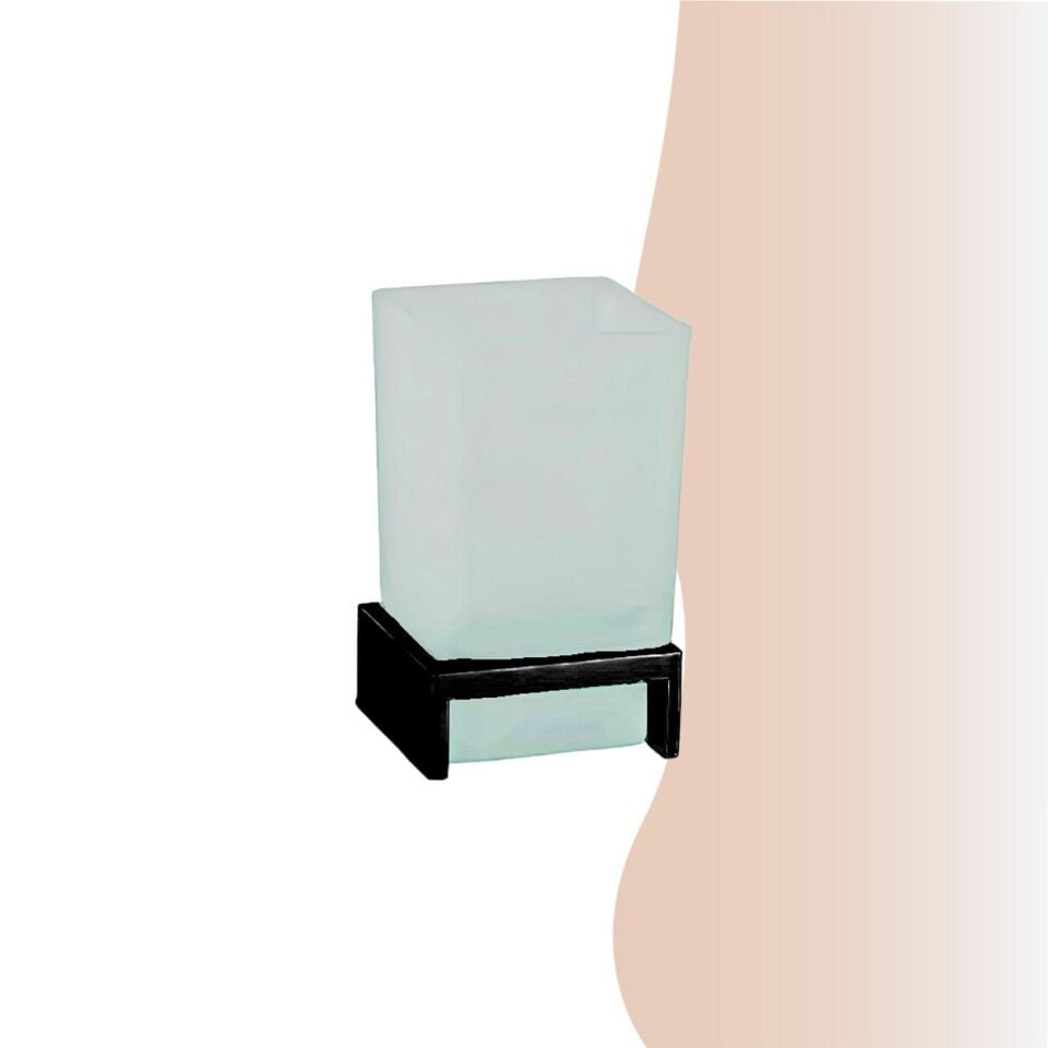 İGK YAPI - Çelik Banyo Kumru Mat Siyah Set Üstü Diş Fırçalık (KU10-030.4)