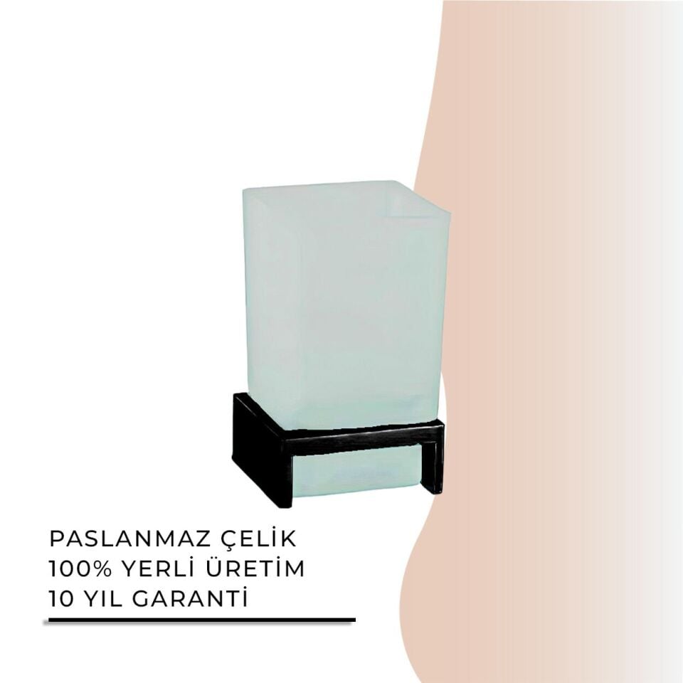 İGK YAPI - Çelik Banyo Kumru Mat Siyah Set Üstü Diş Fırçalık (KU10-030.4)