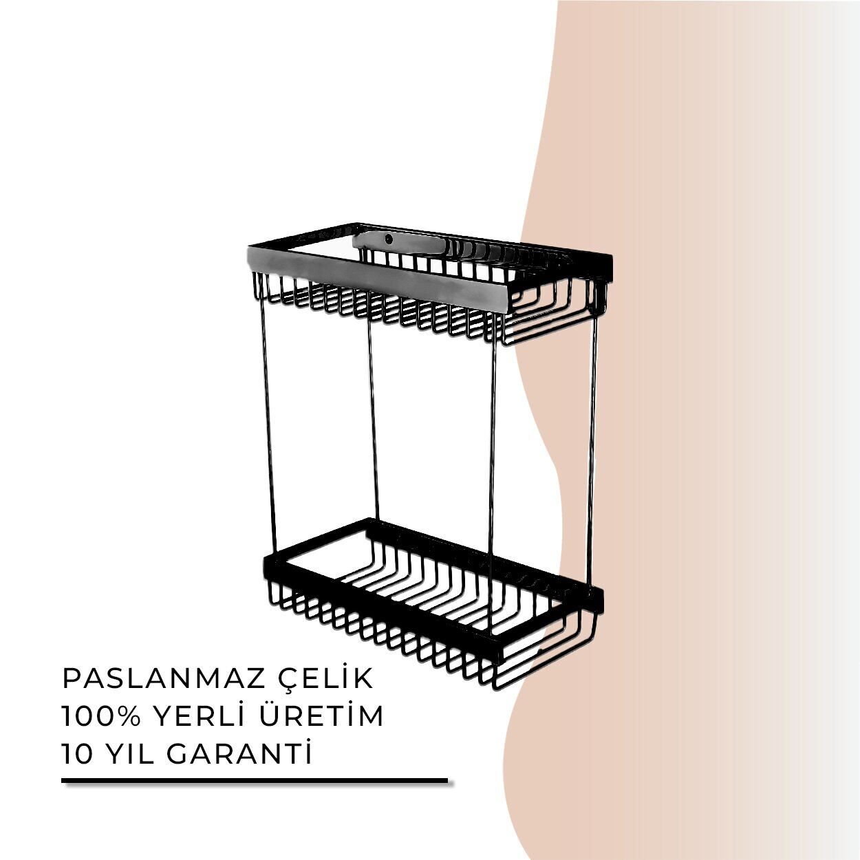 İGK YAPI - Çelik Banyo Kumru Mat Siyah Lama Şampuanlık İkili 15x25 (KU10-034.4)