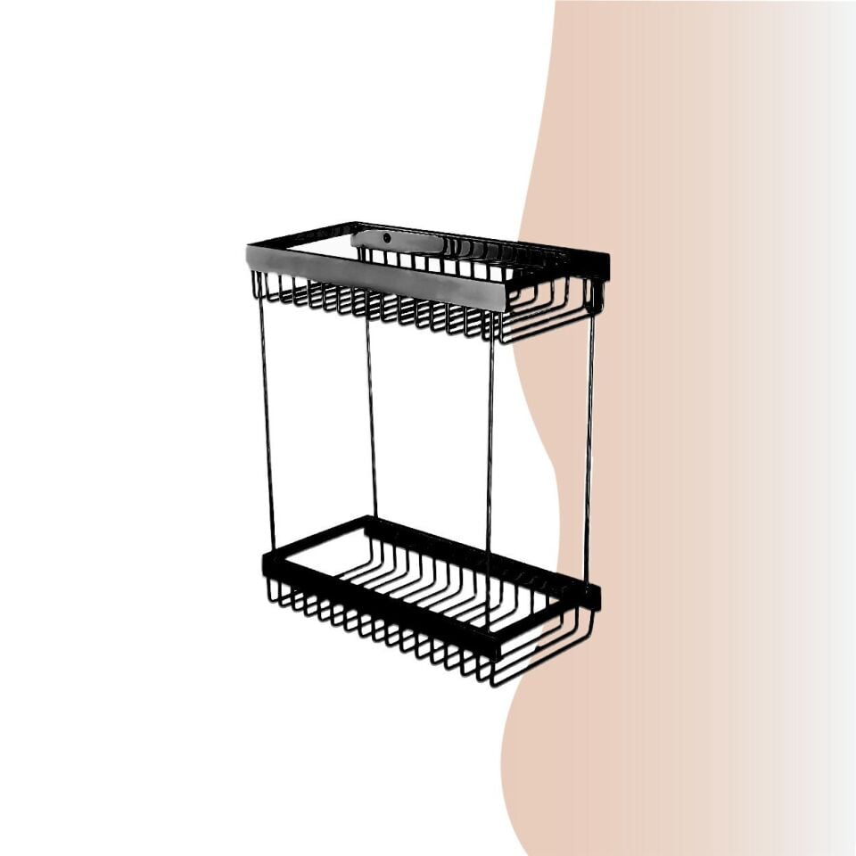 İGK YAPI - Çelik Banyo Kumru Mat Siyah Lama Şampuanlık İkili 15x25 (KU10-034.4)