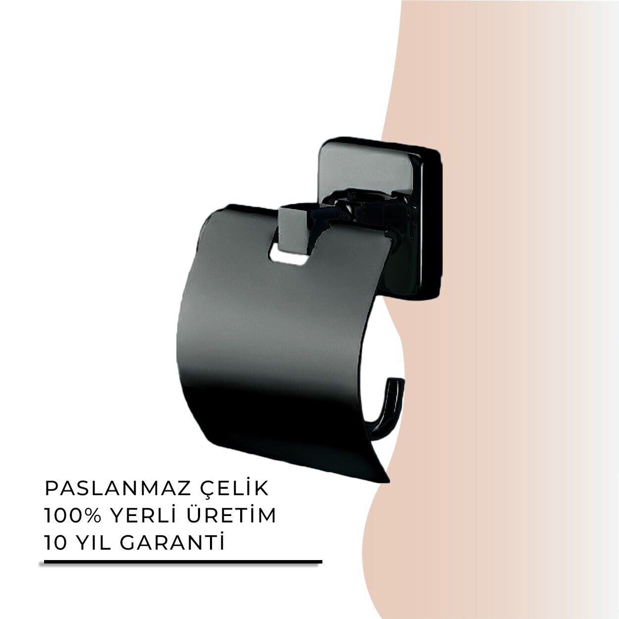 İGK YAPI - Çelik Banyo Kumru Mat Siyah Geniş Kapaklı Tuvalet Kâğıtlığı (KU10-035.4)