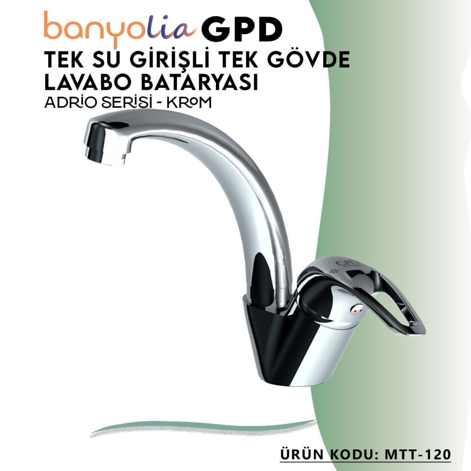 BANYOLİA - GPD Adrio Tek Su Girişli Tek Gövde Lavabo Bataryası  (MTT120)