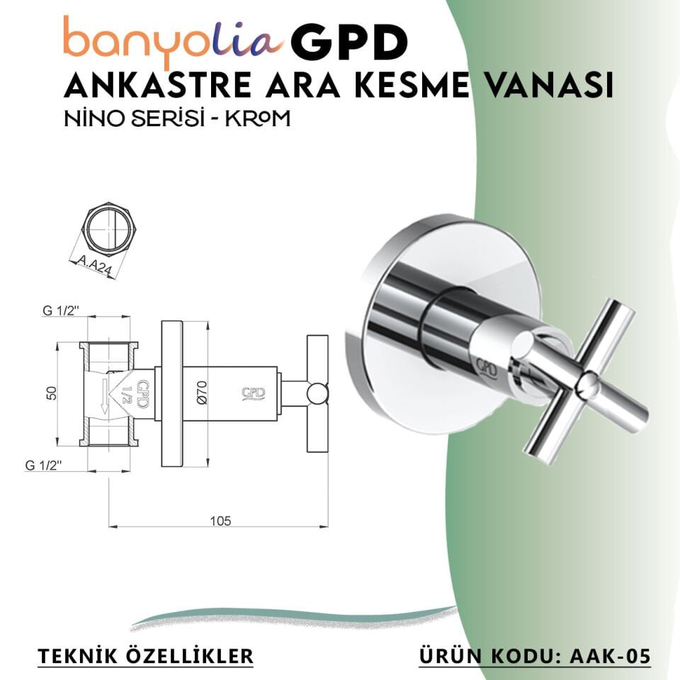 BANYOLİA - GPD Nino Ankastre Ara Kesme Vanası  (AAK05)