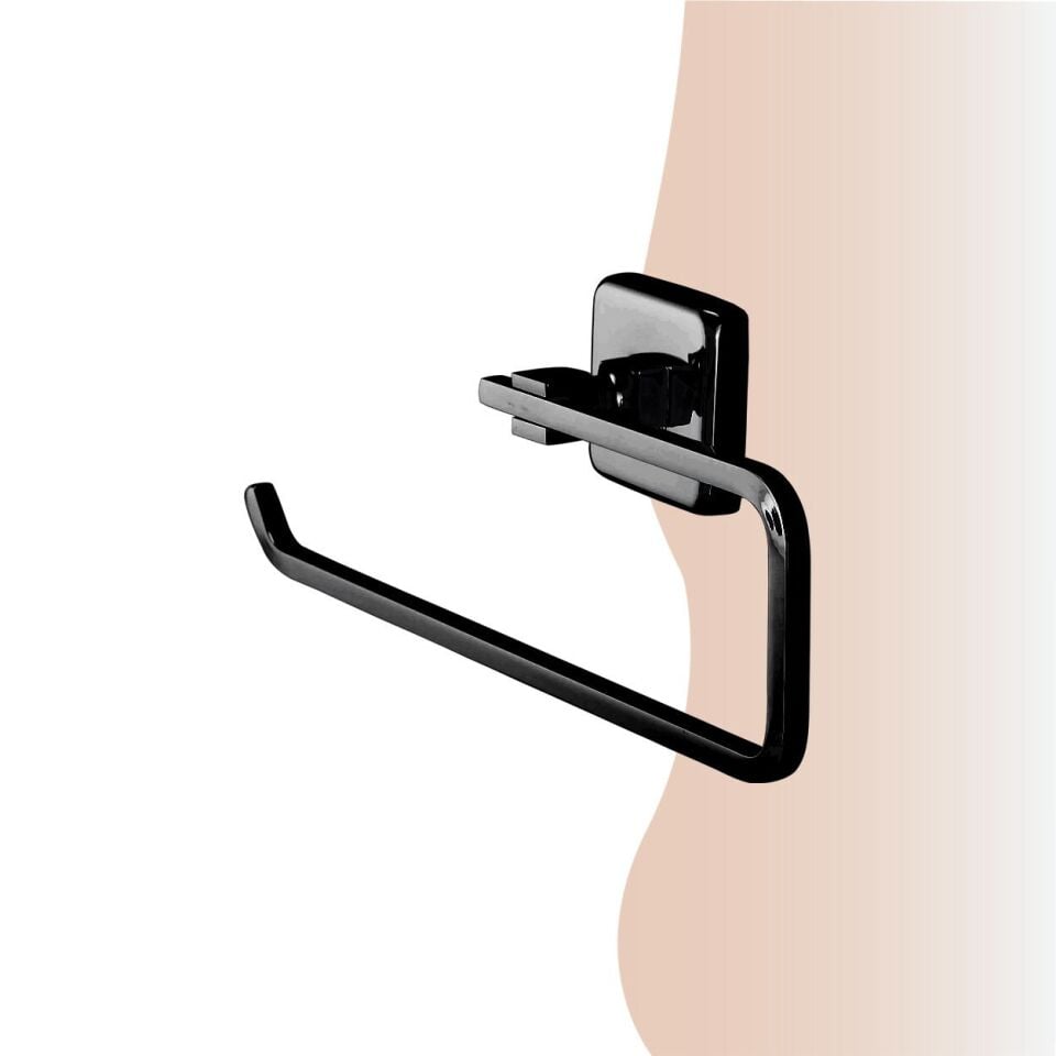 İGK YAPI - Çelik Banyo Kumru Mat Siyah Açık Kâğıt Havluluk (KU10-050.4)