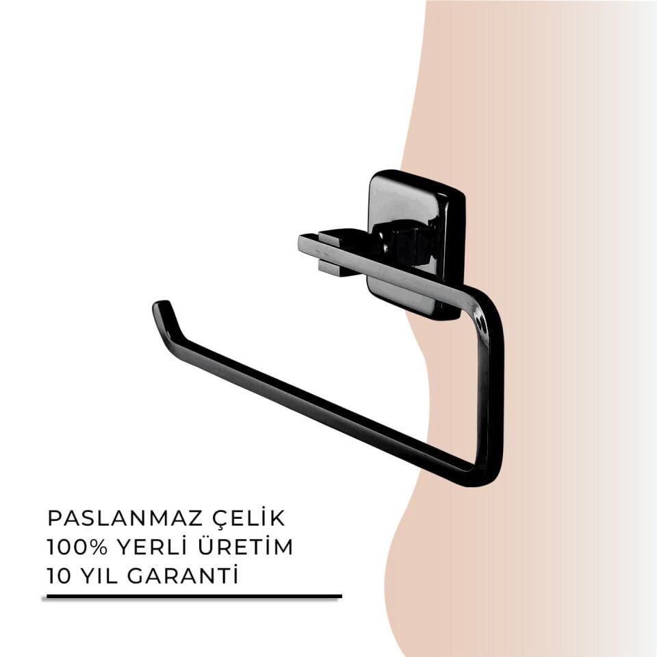 İGK YAPI - Çelik Banyo Kumru Mat Siyah Açık Kâğıt Havluluk (KU10-050.4)