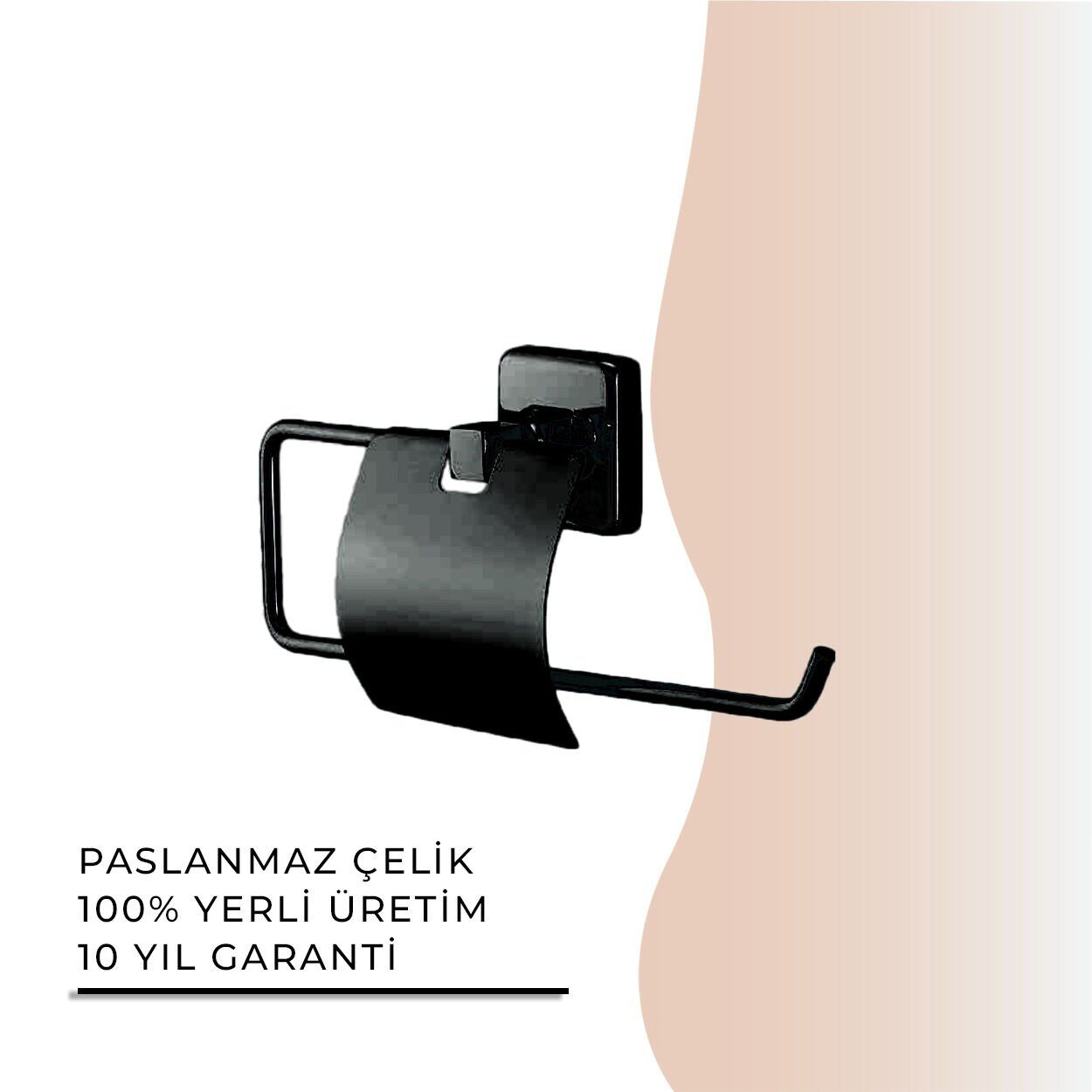 İGK YAPI - Çelik Banyo Kumru Mat Siyah Geniş Kapaklı Kâğıt Havluluk (KU10-051.4)