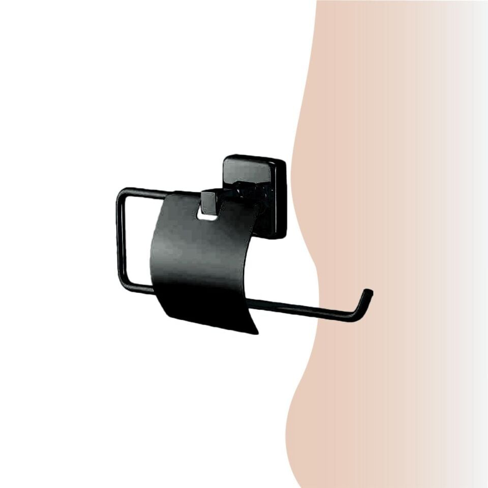 İGK YAPI - Çelik Banyo Kumru Mat Siyah Geniş Kapaklı Kâğıt Havluluk (KU10-051.4)