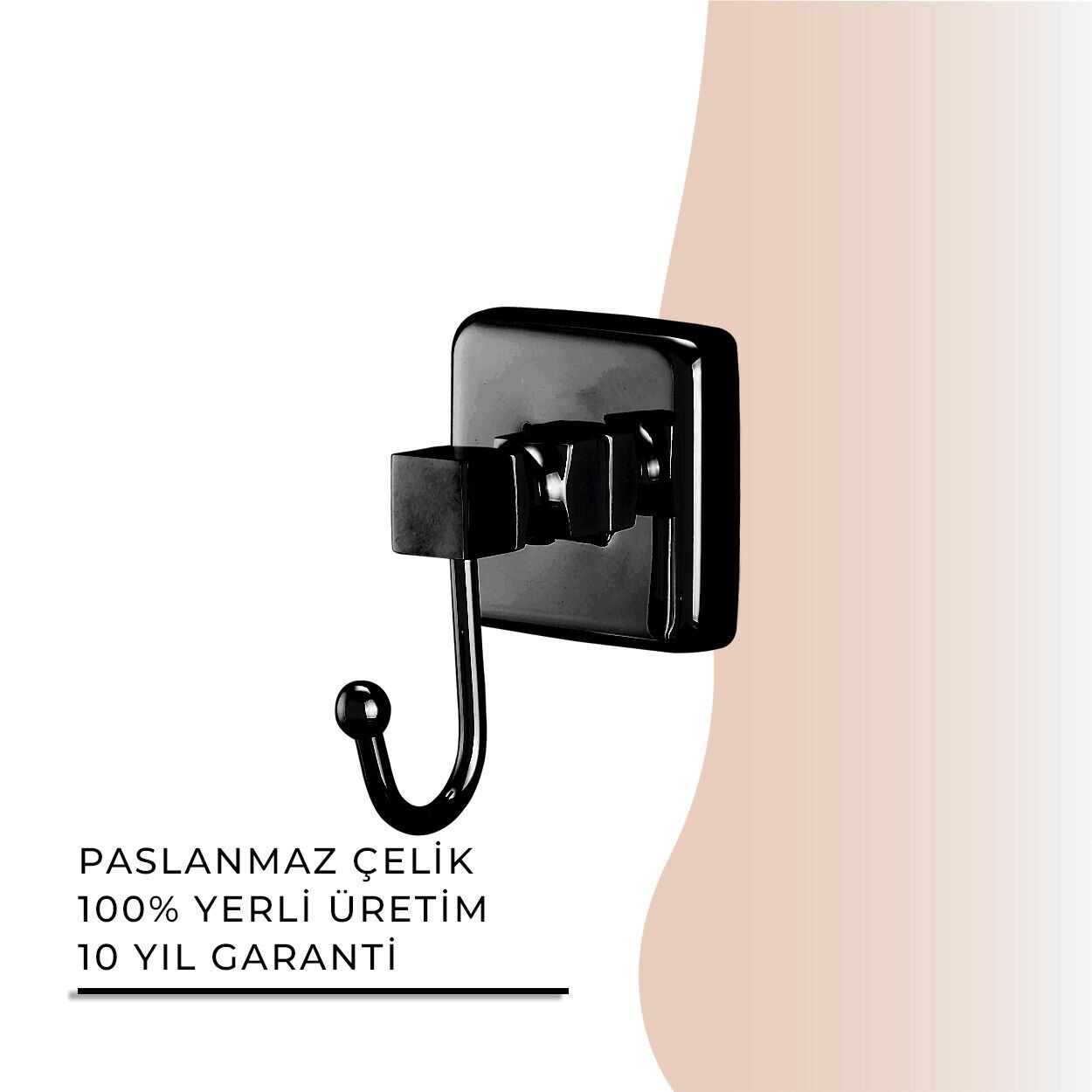 İGK YAPI - Çelik Banyo Kumru Mat Siyah Tekli Bornozluk (KU10-053.4)