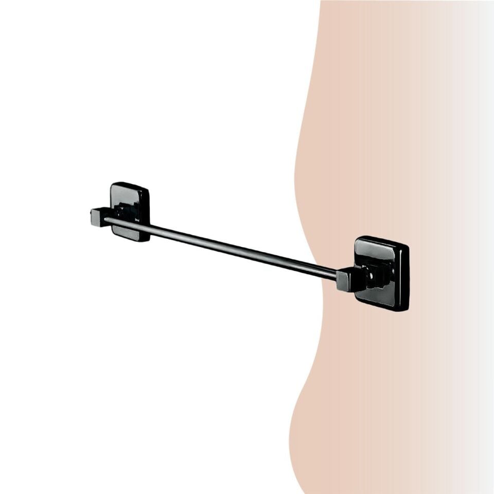 İGK YAPI - Çelik Banyo Kumru Mat Siyah Uzun Havluluk 50cm (KU10-061.4)