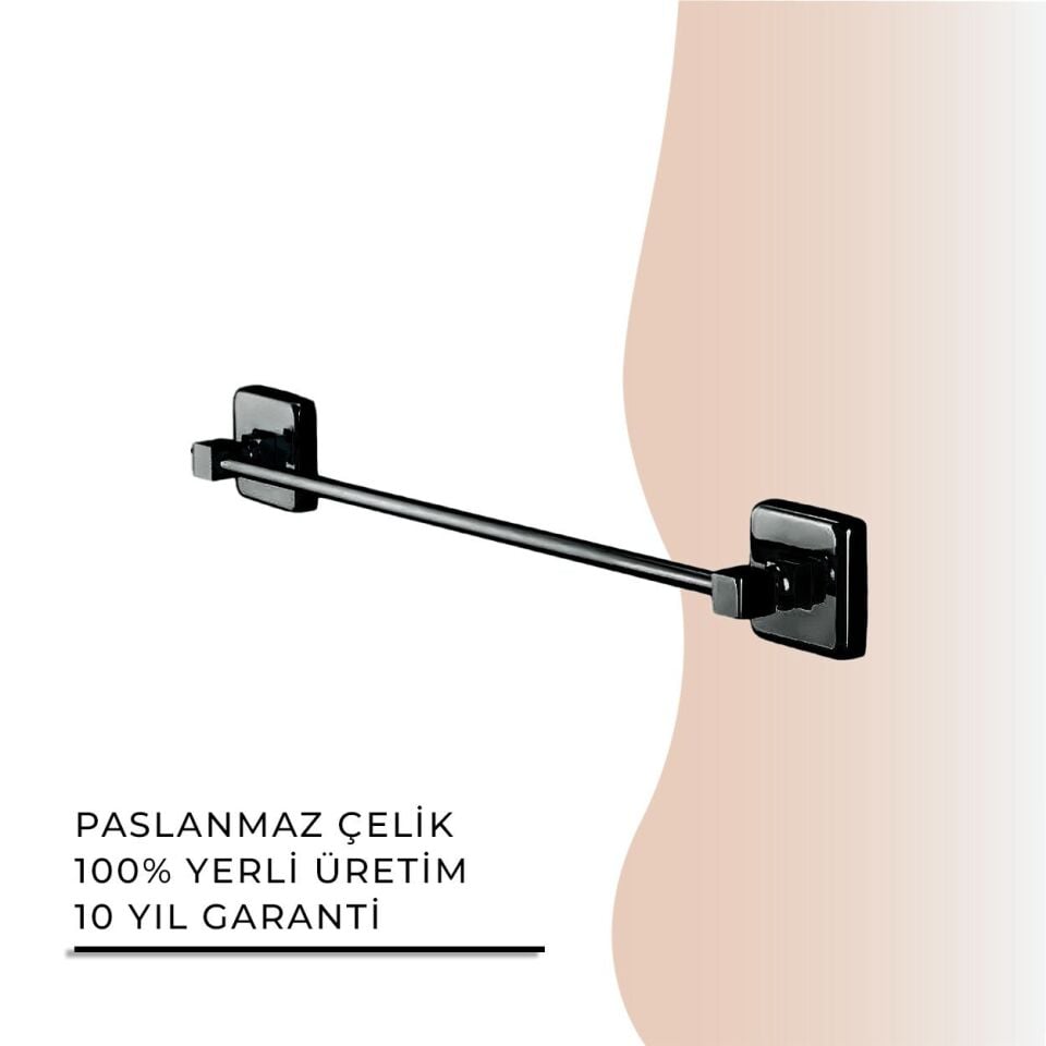 İGK YAPI - Çelik Banyo Kumru Mat Siyah Uzun Havluluk 50cm (KU10-061.4)