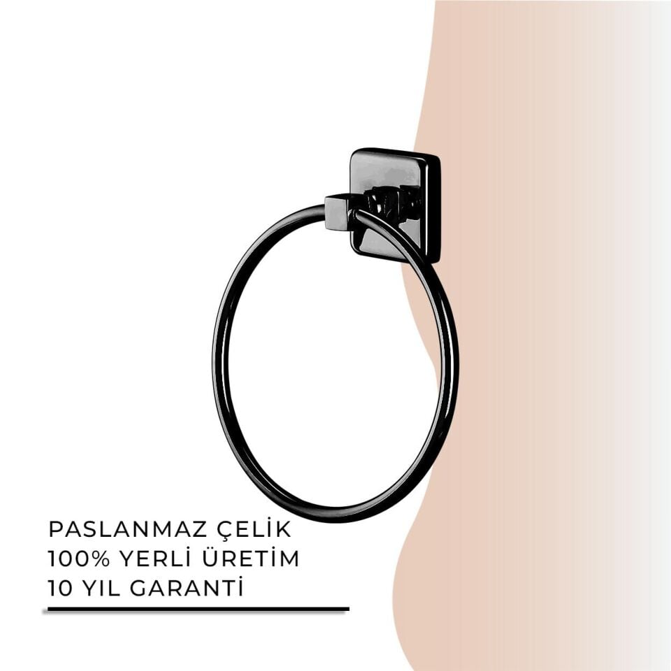 İGK YAPI - Çelik Banyo Kumru Mat Siyah Yuvarlak Havluluk (KU10-062.4)