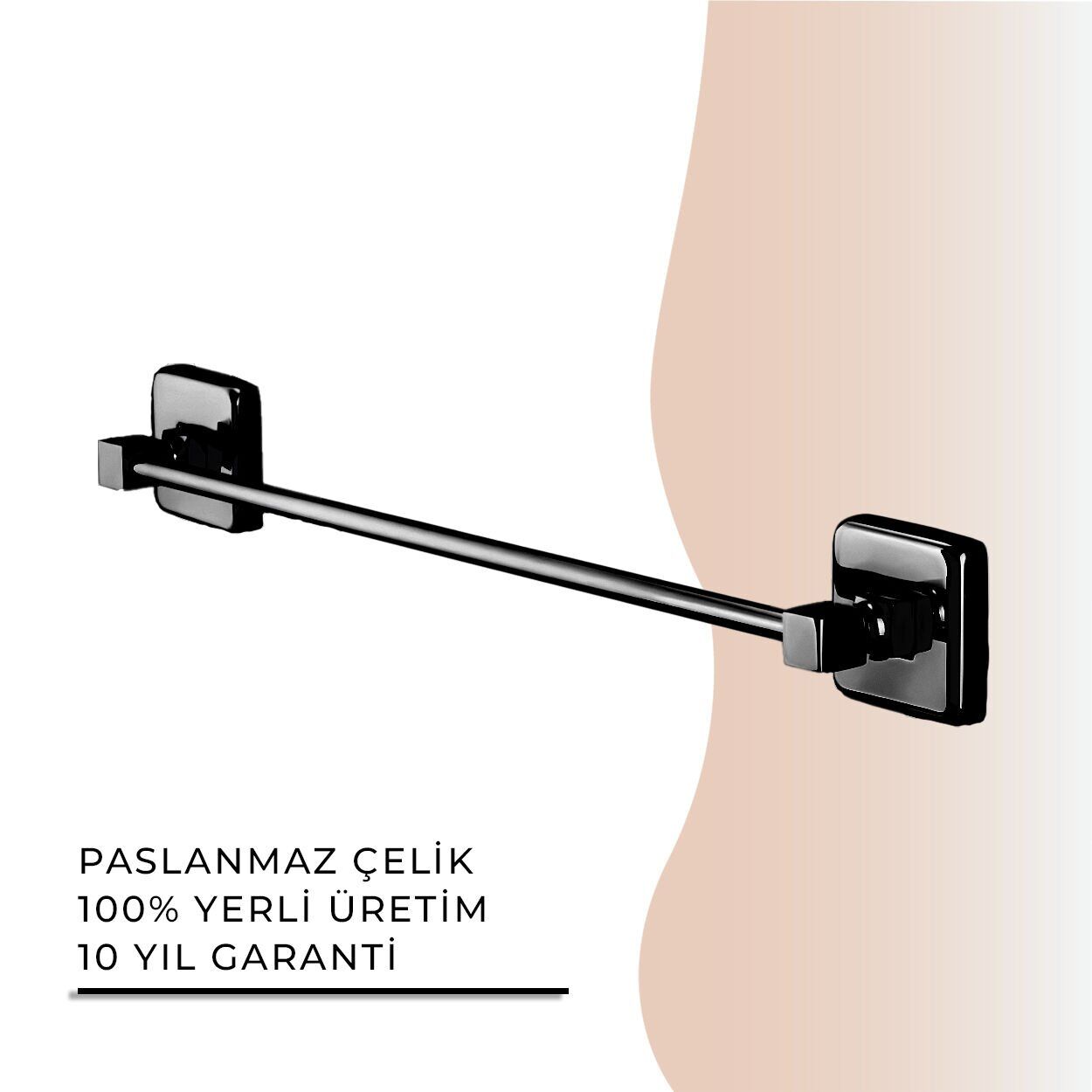 İGK YAPI - Çelik Banyo Kumru Mat Siyah Uzun Havluluk 60cm (KU10-067.4)