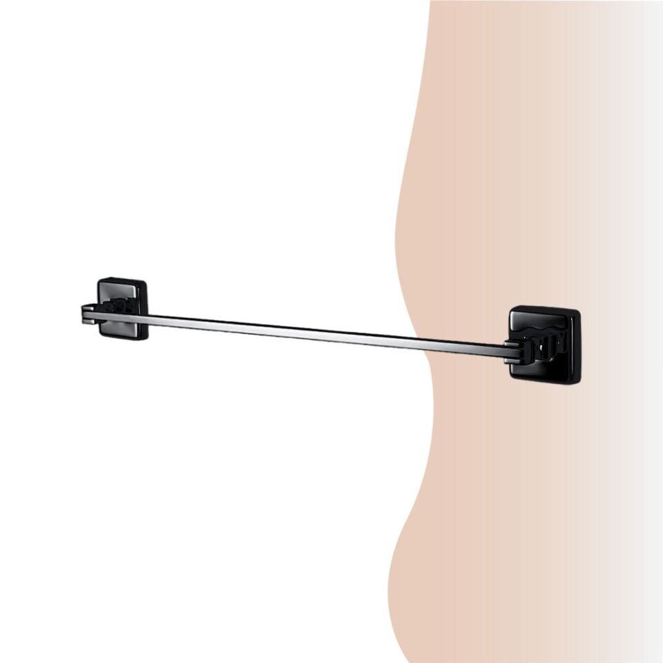 İGK YAPI - Çelik Banyo Kumru Mat Siyah Uzun Havluluk 50cm (KU10-068.4)