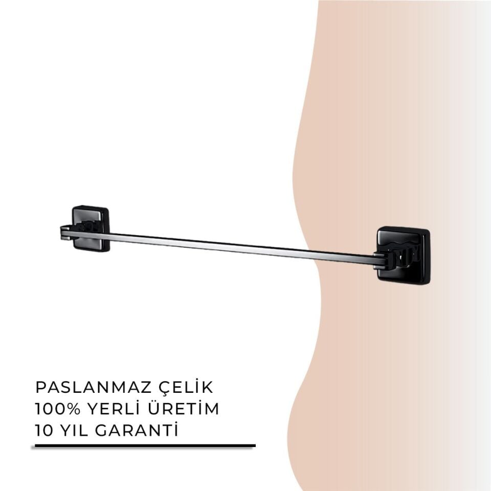 İGK YAPI - Çelik Banyo Kumru Mat Siyah Uzun Havluluk 50cm (KU10-068.4)