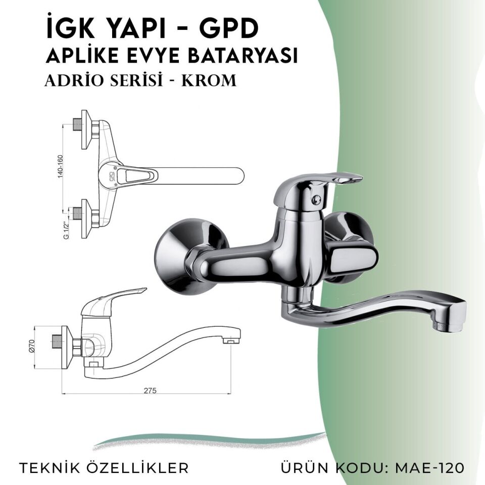 İGK YAPI - GPD Adrio Aplike Eviye Bataryası  (MAE120)