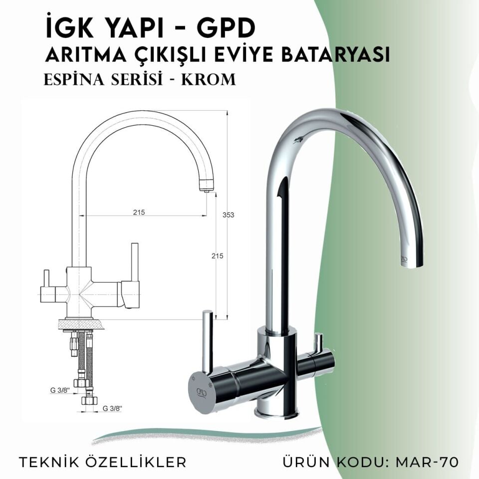 İGK YAPI - GPD Espina Arıtma Çıkışlı Eviye Bataryası  (MAR70)